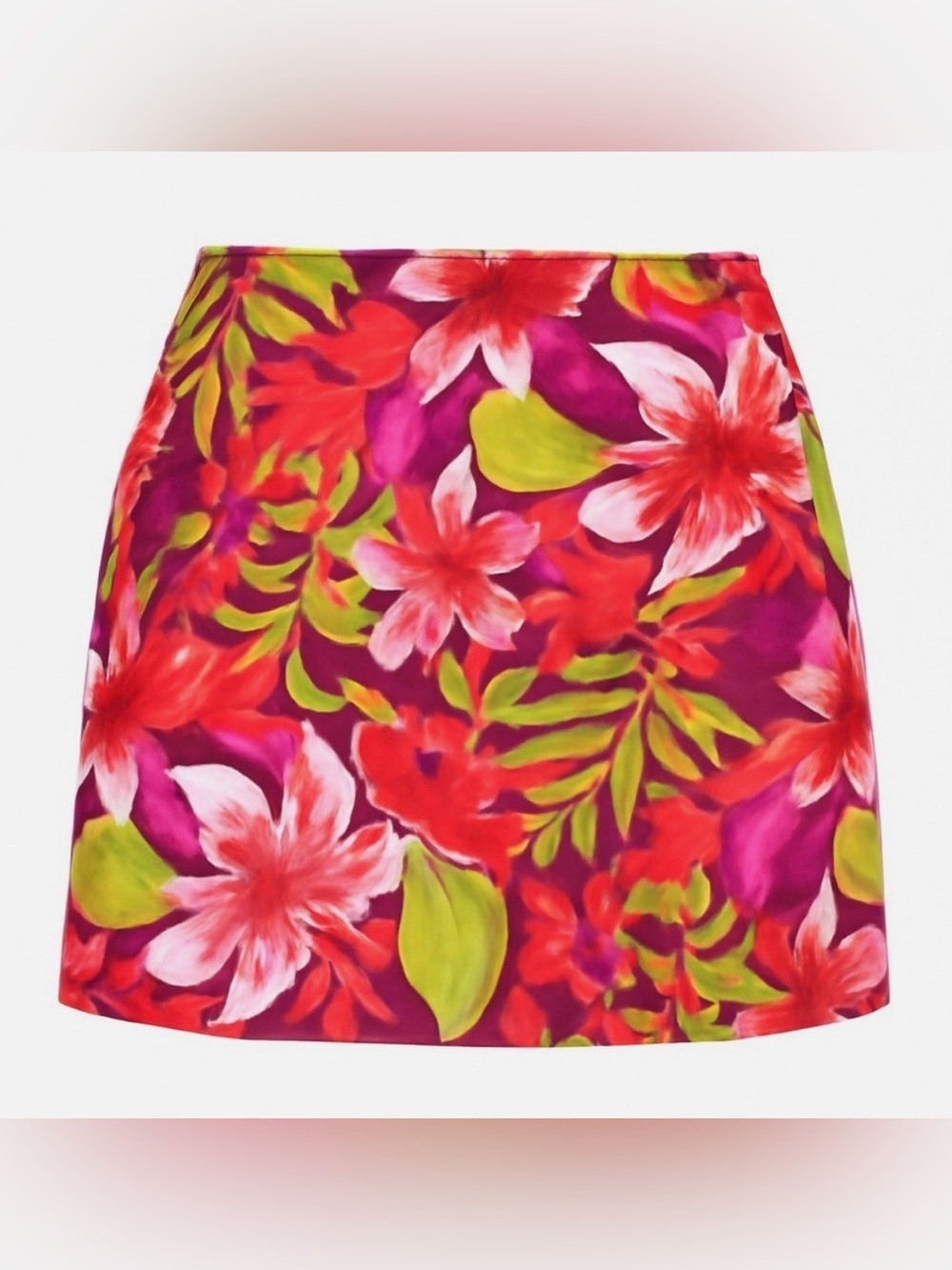 Spenser Jeremy Floral Mini Skirt - Magenta, Coral & Lime, 8 Petite